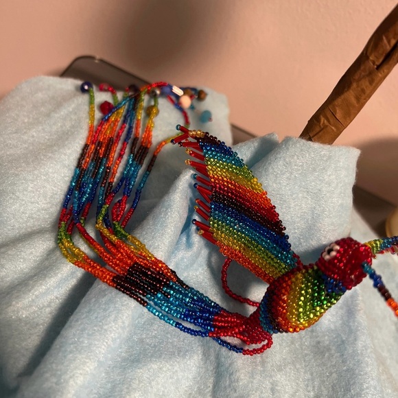 Rainbow beaded hummingbird keychain/ hummingbird keychain/ hummingbird ornament - Picture 5 of 6